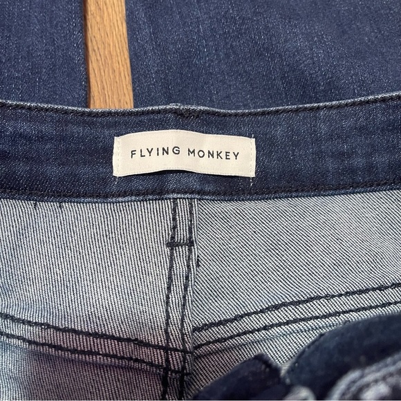 Flying Monkey Jeans Women's Size 28 Dark Blue Wash Straight Split Hem High Rise - Picture 10 of 13